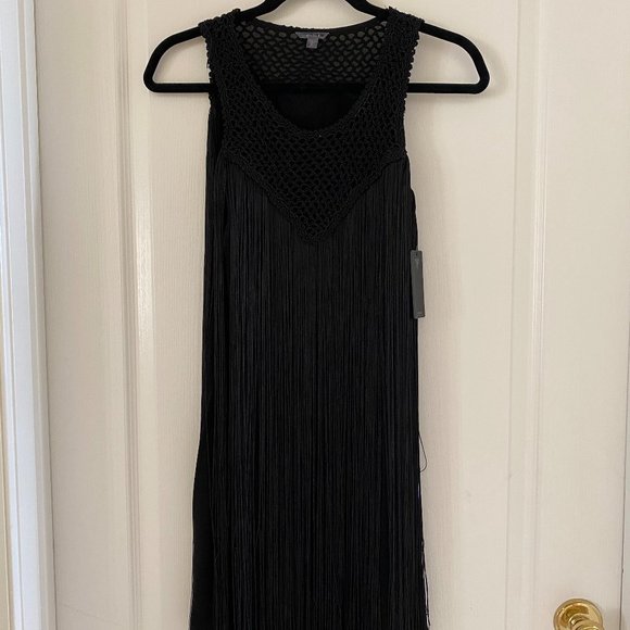 GUESS Black Crochet-Yoke Fringe Shift Dress - Picture 3 of 10